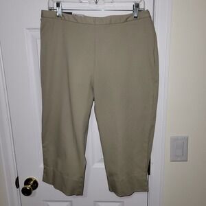 Dockers Capri Pants Size 14P Khaki Stretch Side Zip Trouser NWT